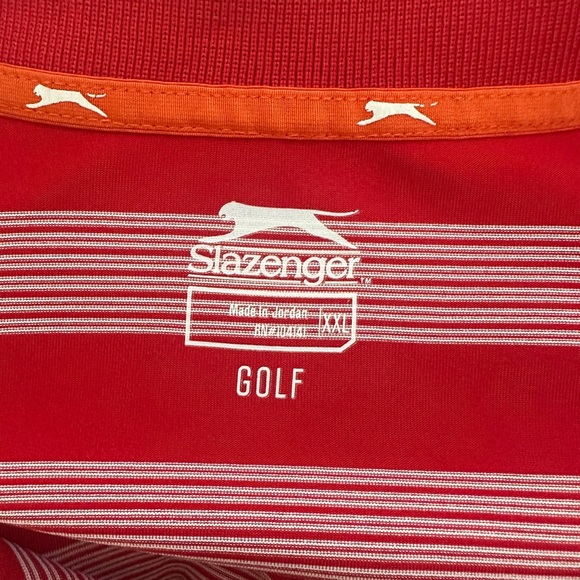 Slazenger Mens Red and White Striped Polo Shirt - Picture 3 of 3